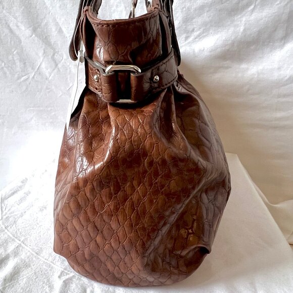 nicole by Nicole Miller Sloan Satchel Brown Crocodile Pattern Shoulder Bag, NWTS - Picture 5 of 14